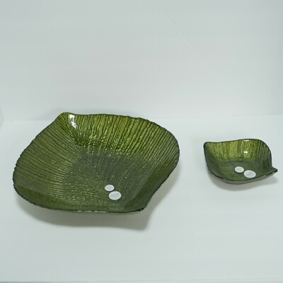 Princess House Exclusive Large Metallic Leaf Serving Bowl Chip & Dip Set-image