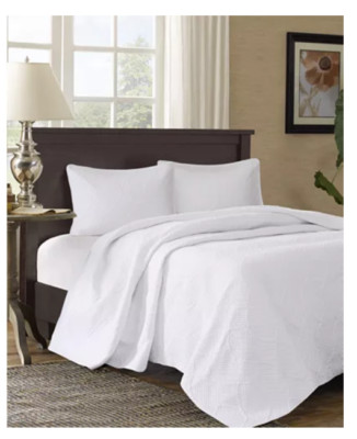 Madison Park Corrine Diamond Quilted Ogee 3-Pc. Bedspread Set - KING - White-image