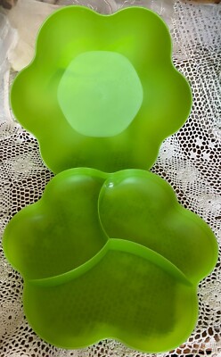 Tupperware LG SALAD,  CHIP & DIP, LIME GREEN Serving Tray 1.5 Gal #4624A, 4625A-image
