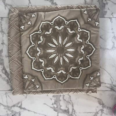 Madison Park Signature Cotton Decorative Pillow Covers Mandala Tan 2 Embroidered-image