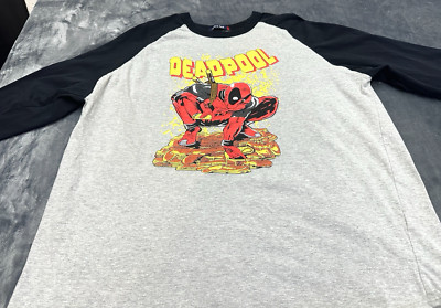 Sport Tek Marvel Deadpool Shirt Men 3XL Gray Graphic 3/4 Sleeve Comic Superhero-image