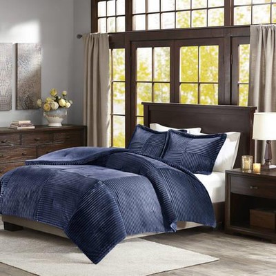 Madison Park Parker Corduroy Plush King / Cal King 3-Pc Comforter Mini Set Blue-image
