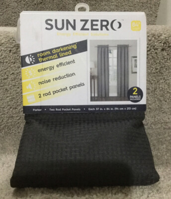 NEW Sun Zero Parker Room Darkening Rod-Pocket Set of 2 Curtain Panels 37x84 (G)-image