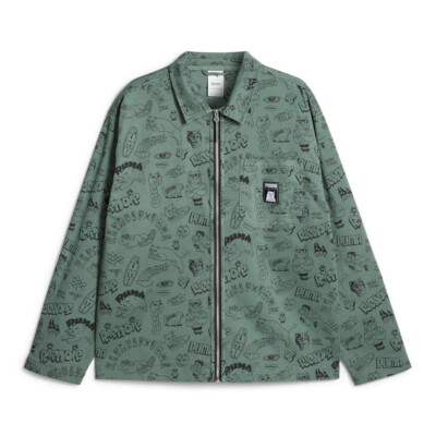 RIPNDIP Puma jacket shirt shacket Rip N Dip doodles Eucalyptis Sage Green L XL-image
