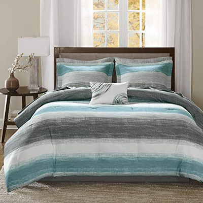  Essentials Queen Comforter Set, Bed in a Bag Queen, Watercolor Print Coastal -image