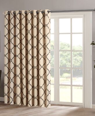 Madison Park Saratoga 100″ x 84″ Fretwork-Print Grommet Patio Curtain Panel, ...-image