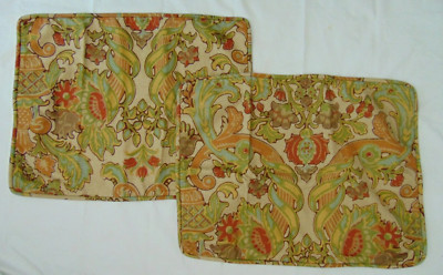 Pottery Barn floral tapestry standard pillow case sham set of 2 25X20 inch-image