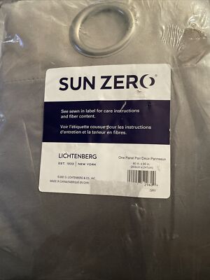 Sun Zero Lichtenberg Grommet Top Blackout One Curtain Pair - Gray 80” X 95 “-image