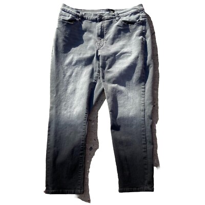 DG2 Diane Gilman Ombre Dip Dye Jean 16w 36x26 Black Gray Stretch Grunge Goth-image
