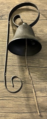 Vintage Black Hanging Door/Dinner Bell (4”x3”) Wall Mount Bracket Wrought Iron-image