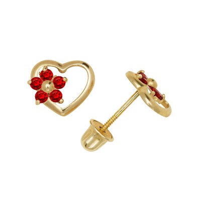 14K Yellow & White Gold Heart Shaped CZ Stud Earrings for Women-image