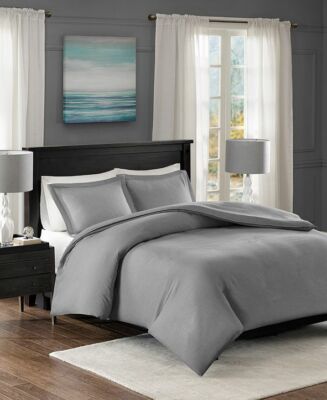 Madison Park Duvet Cover Set 3 Piece Clay Gray Bedding Full Queen New -image