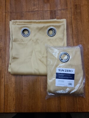 Sun Zero Barrow Energy Efficient Grommet Curtain Panel Pair Light Yellow 54
