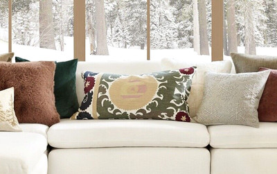 Pottery Barn SOFIA 2 Embroidered Pillow Cover 20”x 36” NWT-image