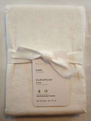 NWT POTTERY BARN KING WHITE EUROPEAN SHAM 36x20 55% LINEN 45% COTTON-image