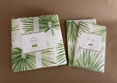 Pottery Barn Green Palm Frond Palmetto King/Cal King Duvet w/ Euro Shams Set-image