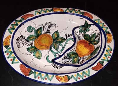 Mexican folk art pottery Serving dish 16x12