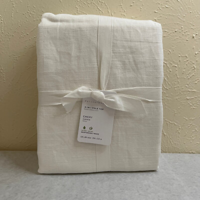 Pottery Barn Emery Linen Curtain 100x84 Cotton Lining White-image