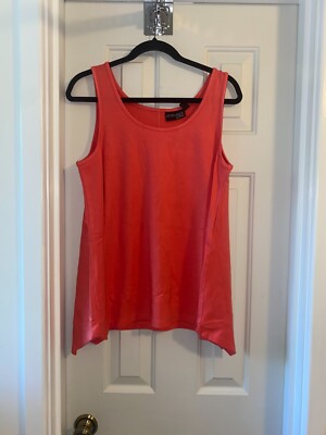 ATTITUDES by RENEE Finespun Jersey Dip Hem Tank HIBISCUS sz LARGE-image
