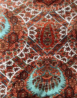 RARE Pottery Barn Sabrina Print Velvet Queen Duvet FALL AUTUMN Blue Brown-image