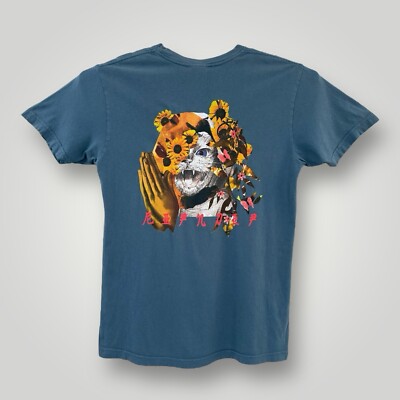 Rip n Dip Skate T-Shirt Mens Large Cat Praying Graphic Blue Skateboarding Tee-image