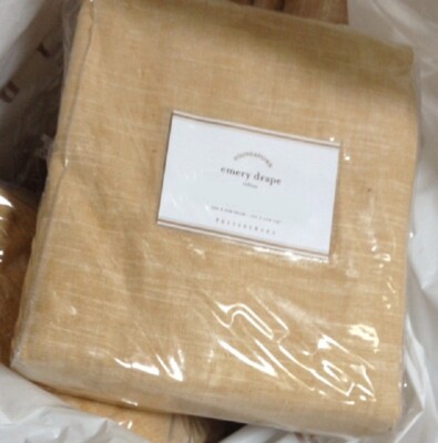 Pottery Barn Emery Drapes Set 2 Wheat 50x 84 Linen Curtain Cotton Neutral More+-image