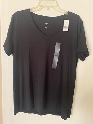 Dip Women’s Black V Neck Shirt Size L-image