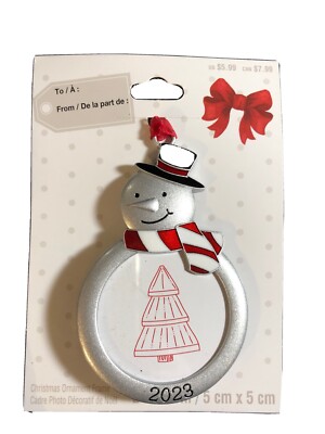 2023 Snowman, Circle, Square Shaped Ornament Photo Holder Silver New 2