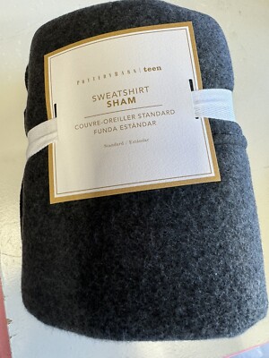 Pottery barn teen sweatshirt pillow sham standard size new charcoal-image