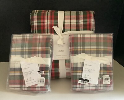 Pottery Barn DENVER PLAID FULL/QUEEN DUVET 2 STANDARD SHAMS New with Tags-image