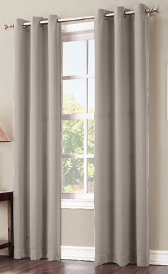 Sun Zero Blackout Curtain Panel, 40 by 84-Inch, Solid, Stone-image