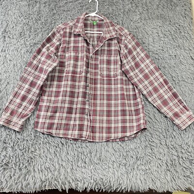 dip Organic 100% Cotton Men's Flannel Front Button Plaid Shirt Shacket Size XL-image