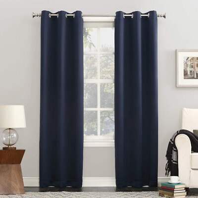 Sun Zero Grommet Top Curtain Panel Set in Navy Blue 100 in x 84 in 1 pair-image