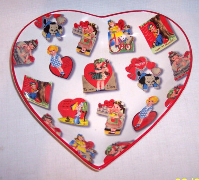 Rosanna Studio Valentines Day Retro Card Ceramic Heart Shaped Plate Candy Dish-image
