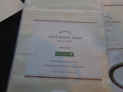 1 Pottery Barn sateen  standard sham  natural New -image