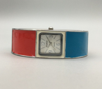 Studio Time Watch Women 20mm Patriotic Color Block Red White Blue New Battery-image