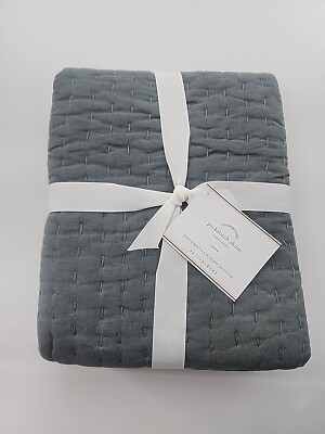 Pottery Barn Pickstitch Cotton Linen EURO Sham Gray-image