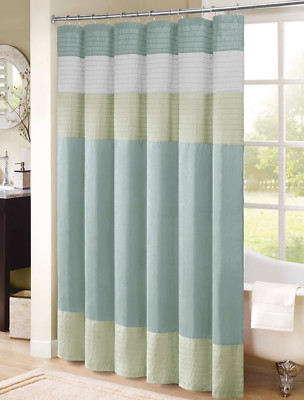 Madison Park Eastridge Faux Silk Colorblock 72x72 Shower Curtain L93808-image