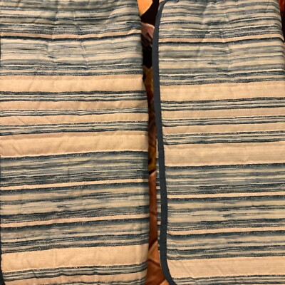 2 Madison Park Pillow Shams Watercolor BLUE & WHITE Stripes Standard NWOT 20x36”-image