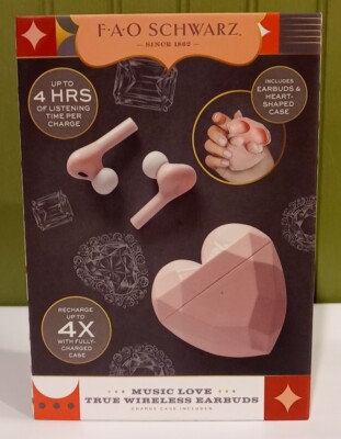 FAO Schwarz Music Love True Wireless Ear Buds + Heart Shaped Case - Pink-image