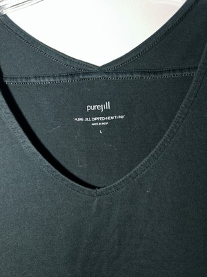 Pure Jill Women Black Dipped-Hem Tunic Sleeveless Shirt  Large-image