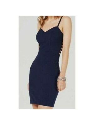 NEW City Studio Junior Womens 11 Navy Spaghetti Strap Back Slim Mini Dress-image