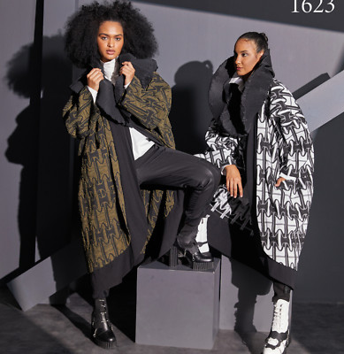 CRAZY H4  khaki & black textured dip back  coat size L/XL/XXL-image