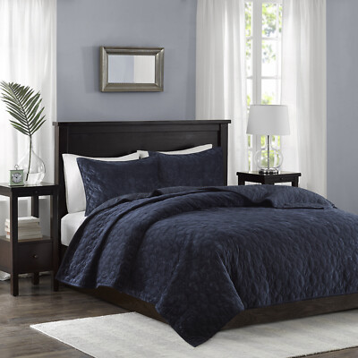 Madison Park 3 Piece Cal King Coverlet Set in Navy Finish MP13-3304 NIP-image