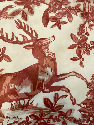 POTTERY BARN ALPINE TOILE STAG DEER FOREST TREE 100% COTTON QUEEN DUVET COVER-image