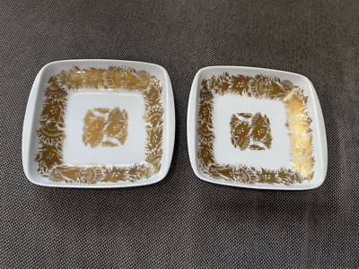 Vintage German Rosenthal Studio Linie Line Porcelain Pair of Square Ashtrays-image