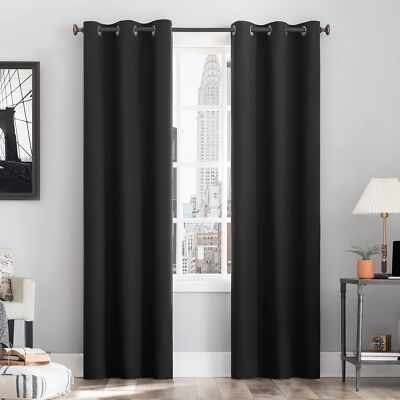 Sun Zero Cyrus Thermal 100% Blackout Grommet Curtain Single Panel-image