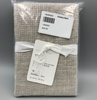 Pottery Barn European Linen Cotton Waffle Weave Sham Flax Euro 26