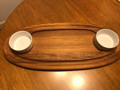 Vtg DANSK JENS QUISTGARRD MCM Large Oval TEAK WOOD Serving Tray Charcuterie dip-image