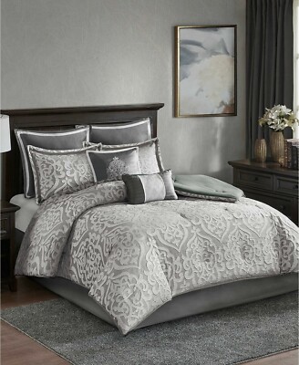 Madison Park Medina 8 Piece Jacquard Comforter Set silver-image